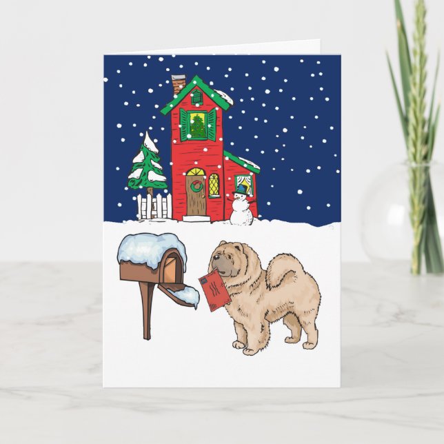 Cartes Pour Fêtes Annuelles Courrier de Noël de chow-chow de bouffe (Devant)