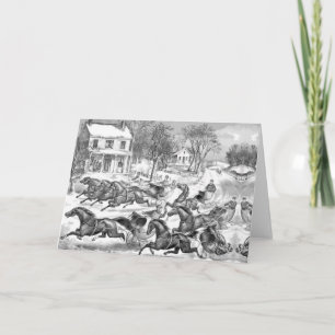 Cartes Pour Fêtes Annuelles course à cheval rétro