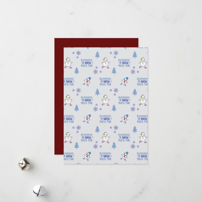 Cartes Pour Fêtes Annuelles Courses hivernales - Arbre de Noël de Snowman (Devant/Arrière en situation)