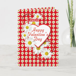 Cartes Pour Fêtes Annuelles Cousin Daisies et Coeurs Valentine Card