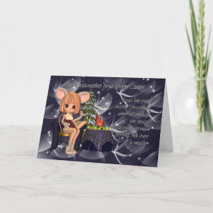 Cartes Pour Fêtes Annuelles Cousin de Noël, la nuit avant la souris de Noël