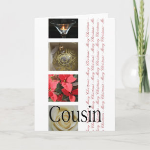 Cartes Pour Fêtes Annuelles Cousin Noël rouge, noir & blanc Collage d'hiver
