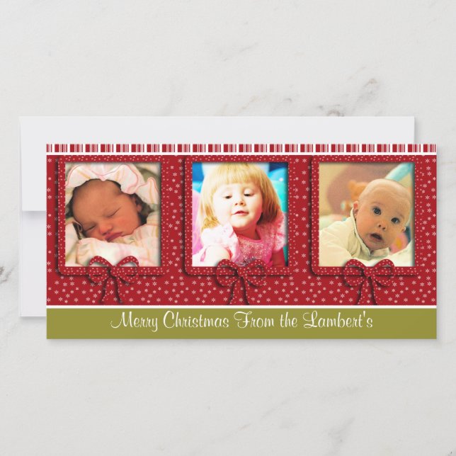 Cartes Pour Fêtes Annuelles Coute Tiny Snowflakes Stripes Christmas Photo (Devant)