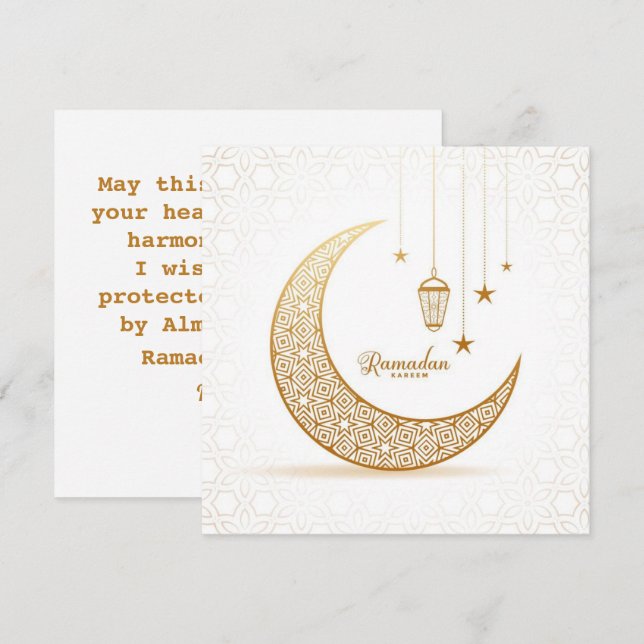 Cartes Pour Fêtes Annuelles coutume Croissant d'or lune Ramadan kareem (Devant / Derrière)