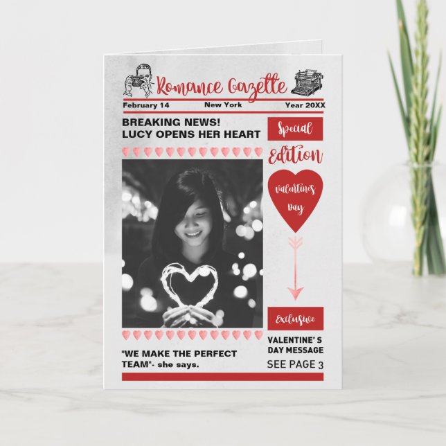 Cartes Pour Fêtes Annuelles Couverture du journal de la Saint Valentin (Devant)