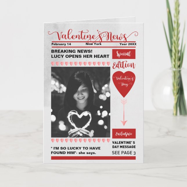 Cartes Pour Fêtes Annuelles Couverture du journal de la Saint Valentin (Devant)
