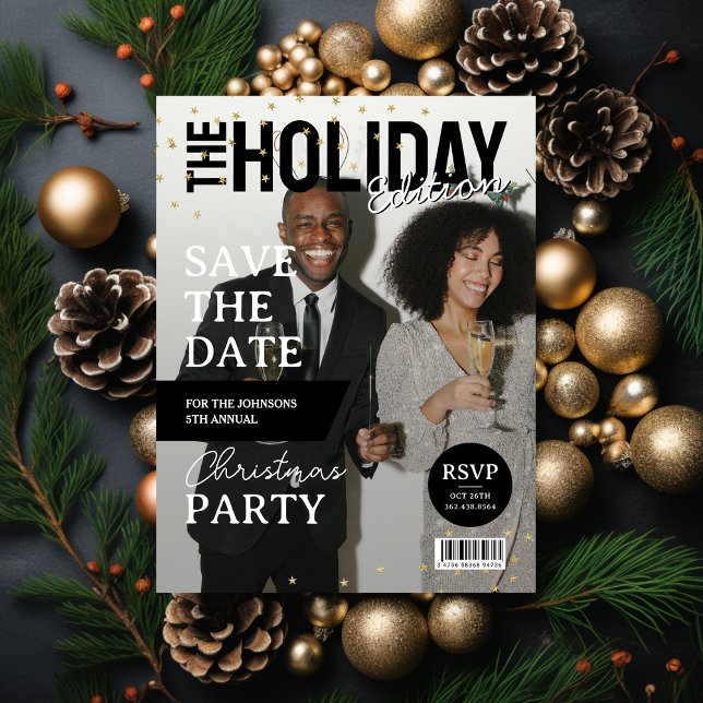 Cartes Pour Fêtes Annuelles Couverture du magazine Photo Fête de Noël Enregist (Créateur téléchargé)