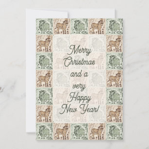 Cartes Pour Fêtes Annuelles Couverture mouton âne impression par bloc - Noël p