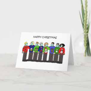 Cartes Pour Fêtes Annuelles Covid 19 Groupe de Noël dans Masques Visage