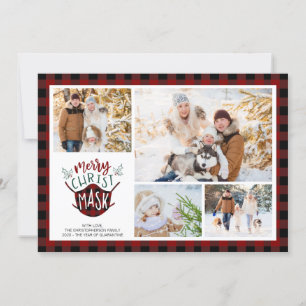 Cartes Pour Fêtes Annuelles COVID-19 MERRY ChristMASK Buffalo plaqué photo rou