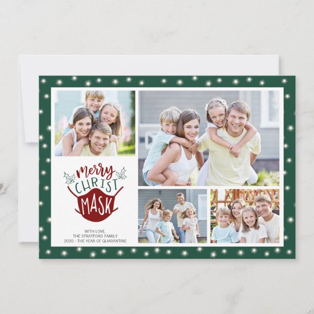 Cartes Pour Fêtes Annuelles COVID-19 MERRY ChristMASK Fairy Lights 4 Photo (Devant)