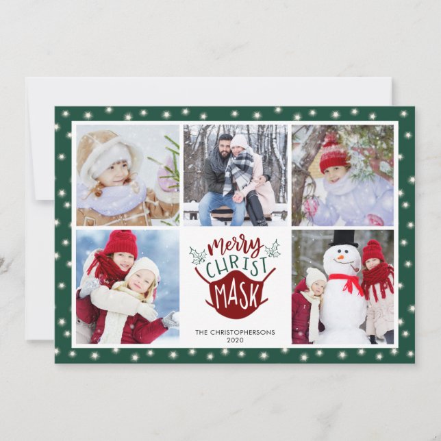 Cartes Pour Fêtes Annuelles COVID-19 MERRY ChristMASK Fairy Lights 5 Photo (Devant)