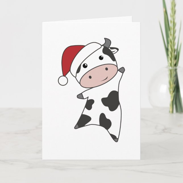 Cartes Pour Fêtes Annuelles Cow Cheerful Christmas Winter Animals Cows Adult C (Devant)