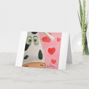 Cartes Pour Fêtes Annuelles Cow face hearts cute Valentines picture