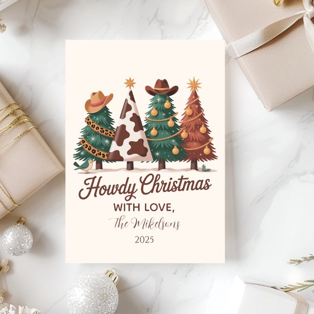 Cartes Pour Fêtes Annuelles Cow Print Plaid Western Cowgirl Christmas (Créateur téléchargé)