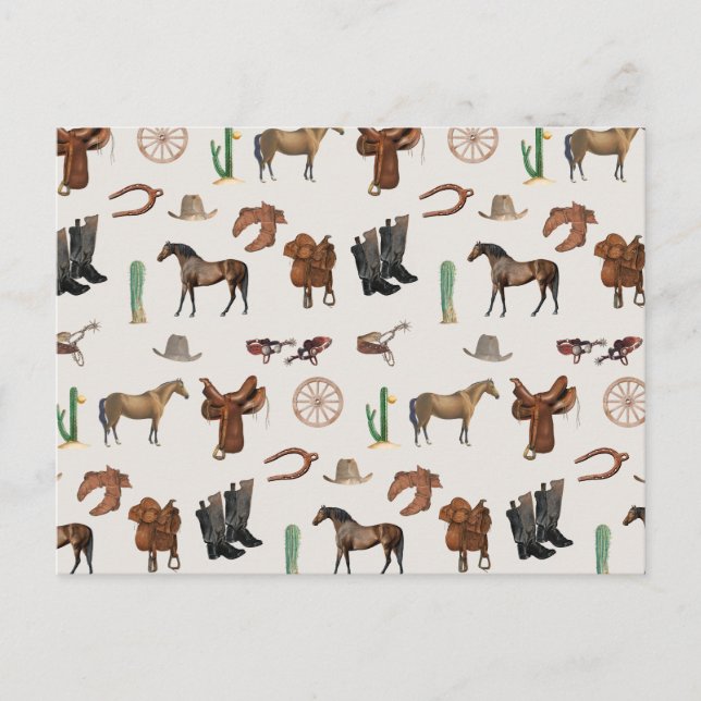 Cartes Pour Fêtes Annuelles Cowboy Cowgirl Western Rodeo Pays Motif (Devant)