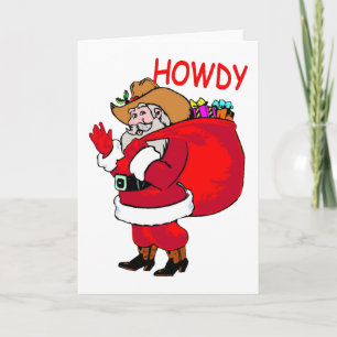 Cartes Pour Fêtes Annuelles Cowboy Père Noël