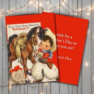 Cartes Pour Fêtes Annuelles Cowboy Retro vintage avec Pony Custom Valentine