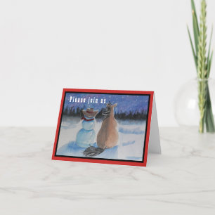 Cartes Pour Fêtes Annuelles Cowboy Snowman avec cheval Noël vacances