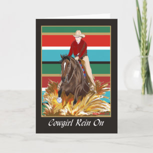 Cartes Pour Fêtes Annuelles Cowgirl Rein On Blond Card