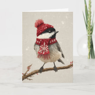 Cartes Pour Fêtes Annuelles Cozy Chickadee Christmas