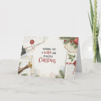 Cartes Pour Fêtes Annuelles Cozy Christmas Letter Desk Watercolor Card