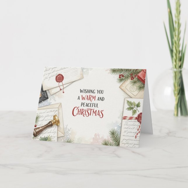 Cartes Pour Fêtes Annuelles Cozy Christmas Letter Desk Watercolor Card (Devant)
