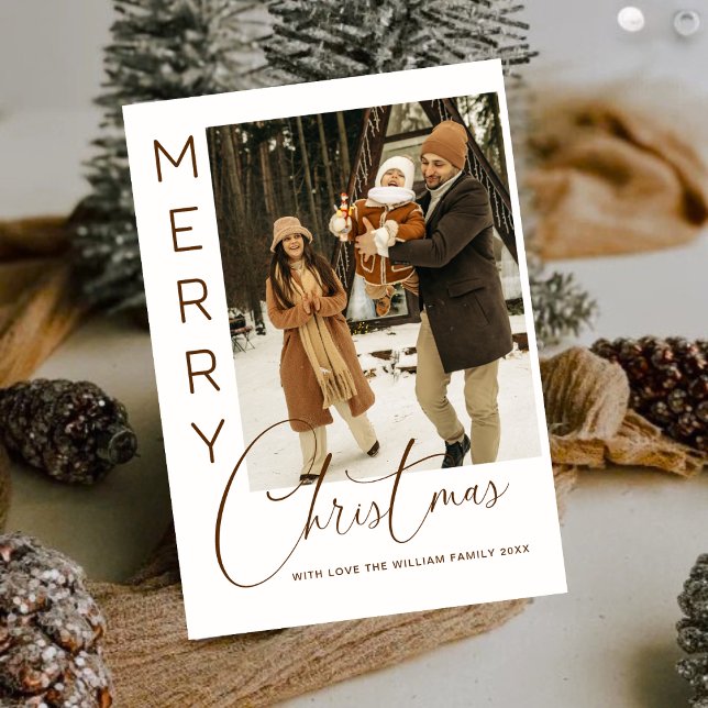 Cartes Pour Fêtes Annuelles Cozy Family Snowy Cabin Merry Christmas Photo Card (Créateur téléchargé)