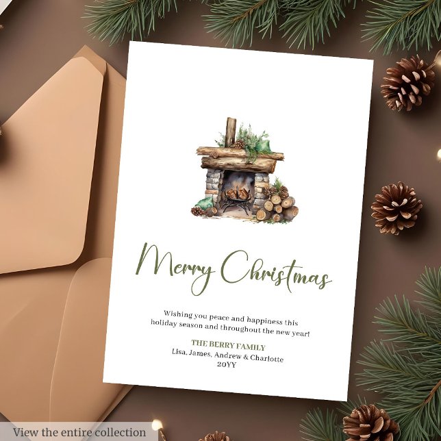 Cartes Pour Fêtes Annuelles Cozy Script Font Botanical Christmas Greeting Card (Cozy Script Font Botanical Christmas Greeting Card

)