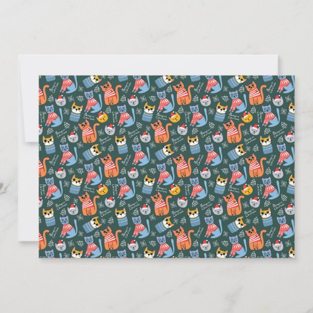 Cartes Pour Fêtes Annuelles Cozy Sweater Cats Merry Christmas (Devant)