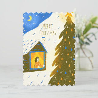 Cartes Pour Fêtes Annuelles Cozy Winter Night Christmas