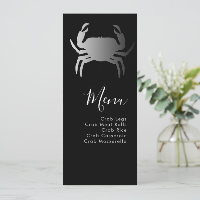 Cartes Pour Fêtes Annuelles Crabe Boule Nautique Blue Beach Mariage Noir (Debout devant)
