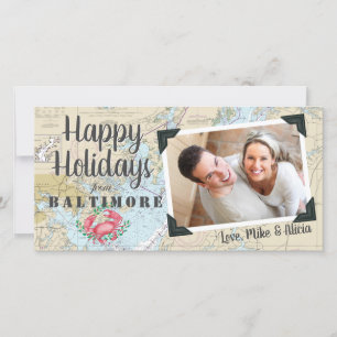 Cartes Pour Fêtes Annuelles Crabe marine + Chesapeake Maryland Bay Photo