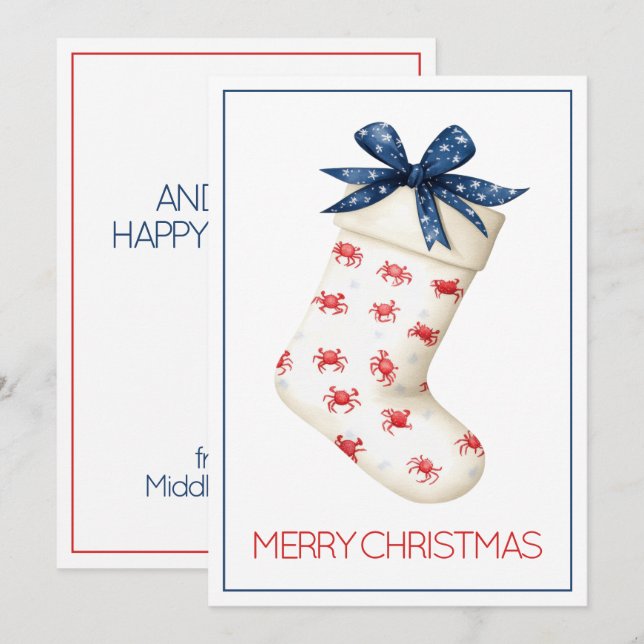 Cartes Pour Fêtes Annuelles Crabe rouge côtier Prise de Noël (Devant / Derrière)