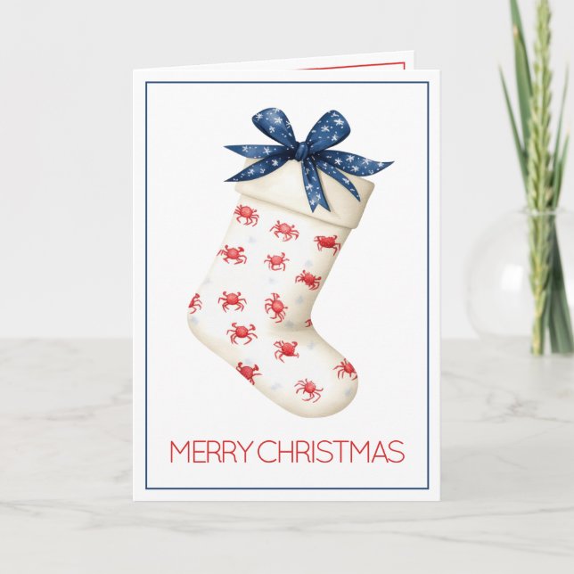 Cartes Pour Fêtes Annuelles Crabe rouge côtier Prise de Noël (Devant)