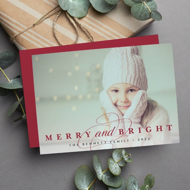 Cartes Pour Fêtes Annuelles Cranberry | Photo Joyeuse et brillante (Créateur téléchargé)