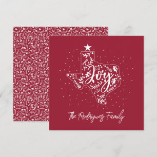 Cartes Pour Fêtes Annuelles Cranberry Red Joy Vacances Feuilles Texas Forme