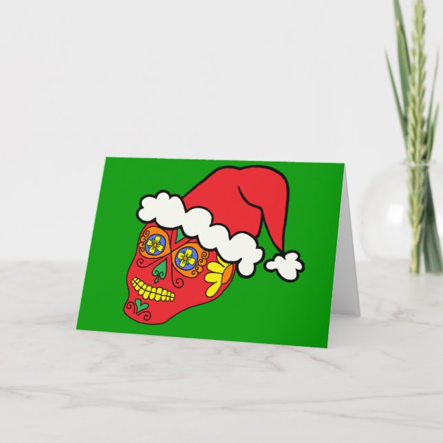 Cartes Pour Fêtes Annuelles Crâne à sucre Père Noël (Devant)