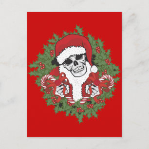 Cartes Pour Fêtes Annuelles Crâne père Noël avec couronne
