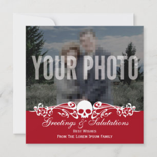 Cartes Pour Fêtes Annuelles Crâne personnalisé photo rouge