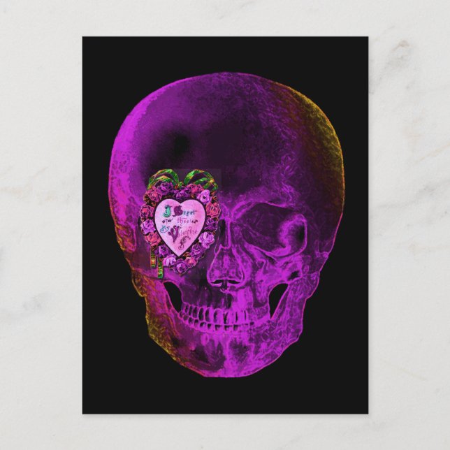 Cartes Pour Fêtes Annuelles Crâne pourpre de Valentine (Devant)