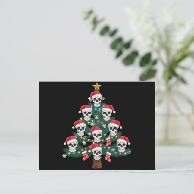 Cartes Pour Fêtes Annuelles Crâne sapin de Noël Pyjama Cool Skeleton Père Noël (Debout devant)