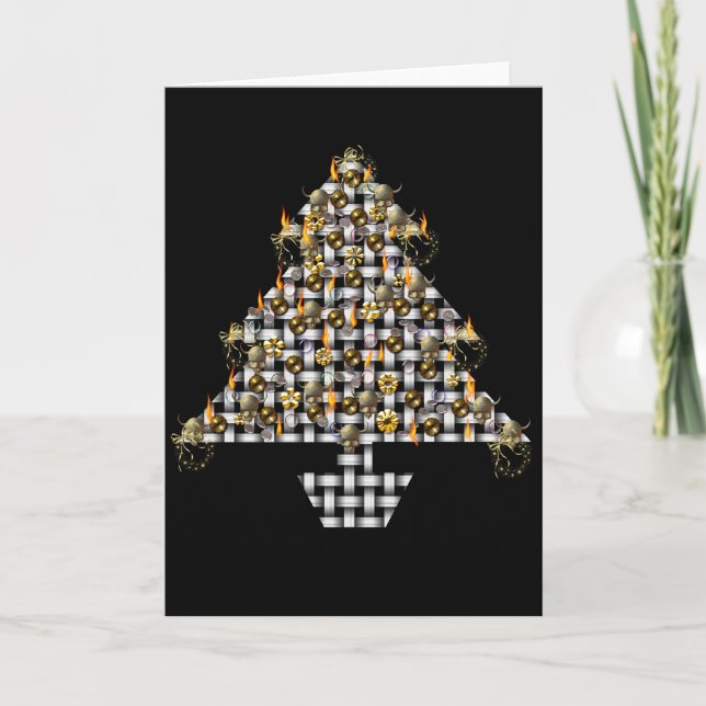 Cartes Pour Fêtes Annuelles Crânes et arbre en métal (Devant)