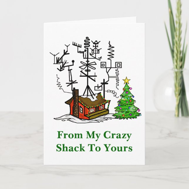 Cartes Pour Fêtes Annuelles Crazy Antenne House Ham Radio Christmas Card (Devant)