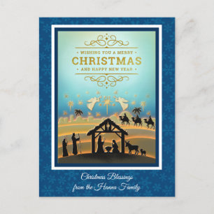 Cartes Pour Fêtes Annuelles Crèche "Joyeux Noël et Bonne Année"