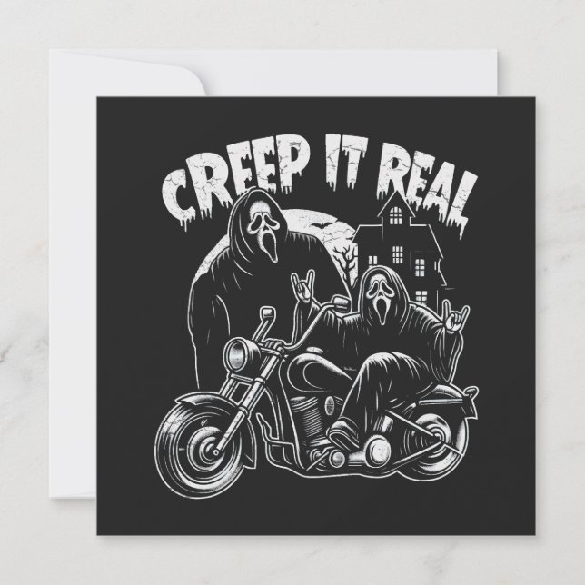 Cartes Pour Fêtes Annuelles Creep It Real Halloween Biker Ghostface (Devant)