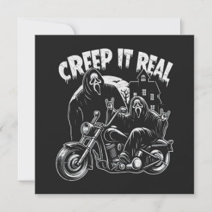 Cartes Pour Fêtes Annuelles Creep It Real Halloween Biker Ghostface