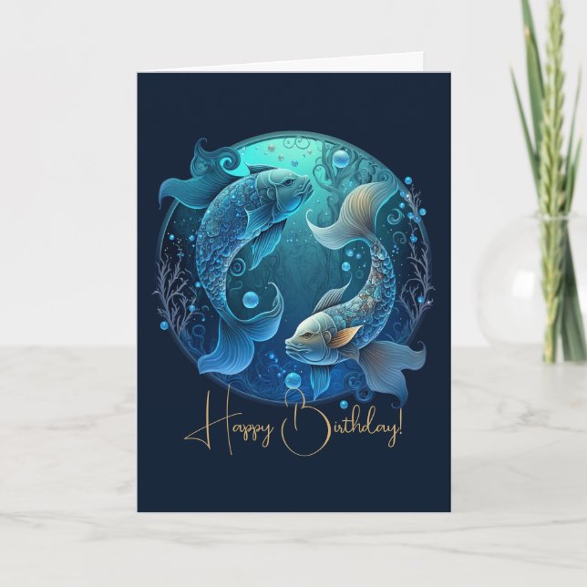 Cartes Pour Fêtes Annuelles Créer vos propres poissons célestes Zodiac (Devant)