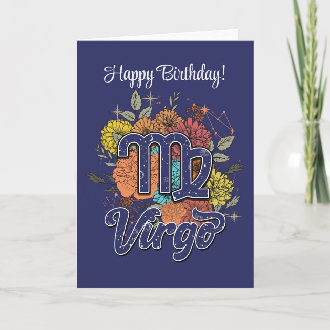 Cartes Pour Fêtes Annuelles Créer votre propre étoile Floral Virgo Zodiac (Devant)