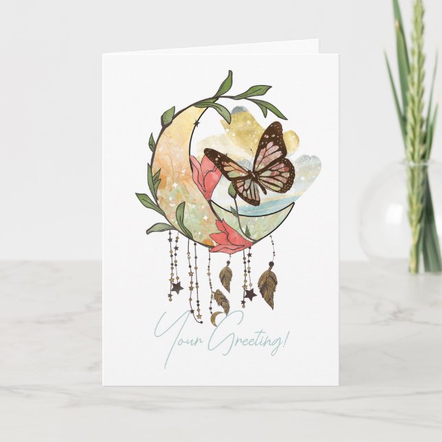 Cartes Pour Fêtes Annuelles Créez votre propre Dreamcatcher de lune de papillo (Devant)